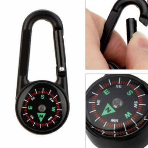 Military Mini Compass Carabiner Thermometer